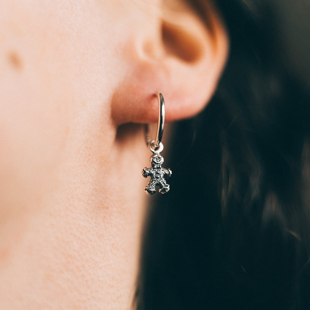 GINGERBREAD MAN - Sterling Silver Hoops