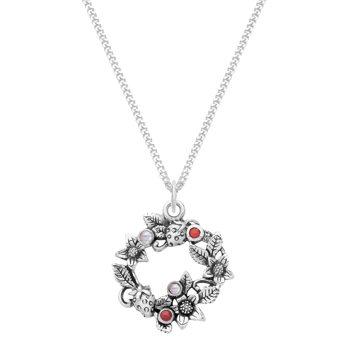 Sterling silver strawberry patch necklace alternative nature jewellery