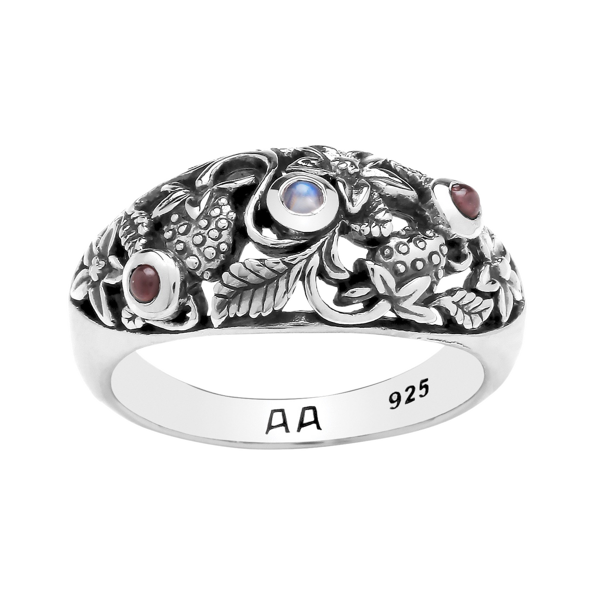 Sterling silver strawberry nature witchy ring jewellery