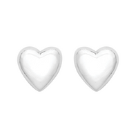 Sterling silver puffy heart simple stud earrings alternative gothic jewellery