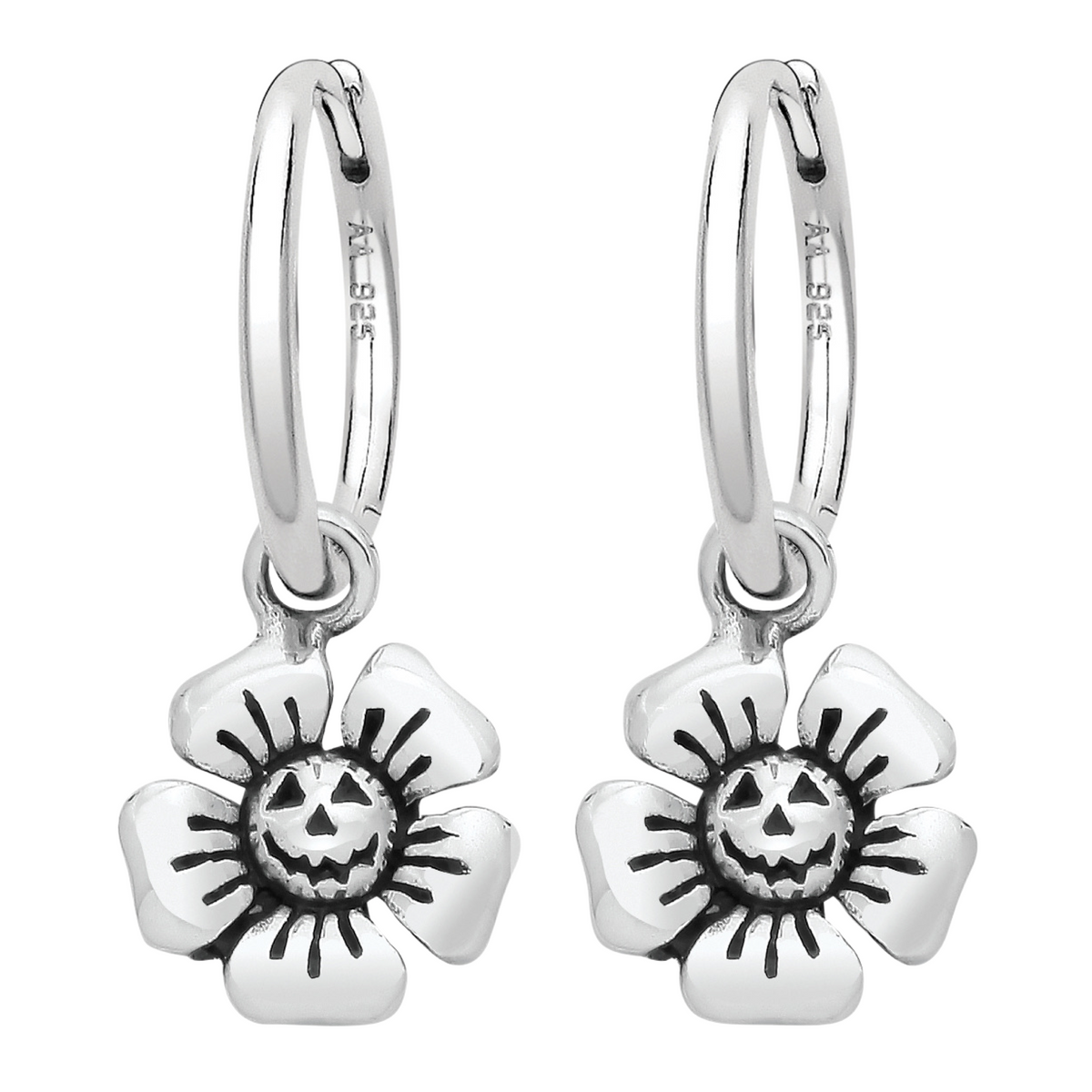 Sterling silver Halloween flower earrings  gothic Halloween alternative witchy jewellery