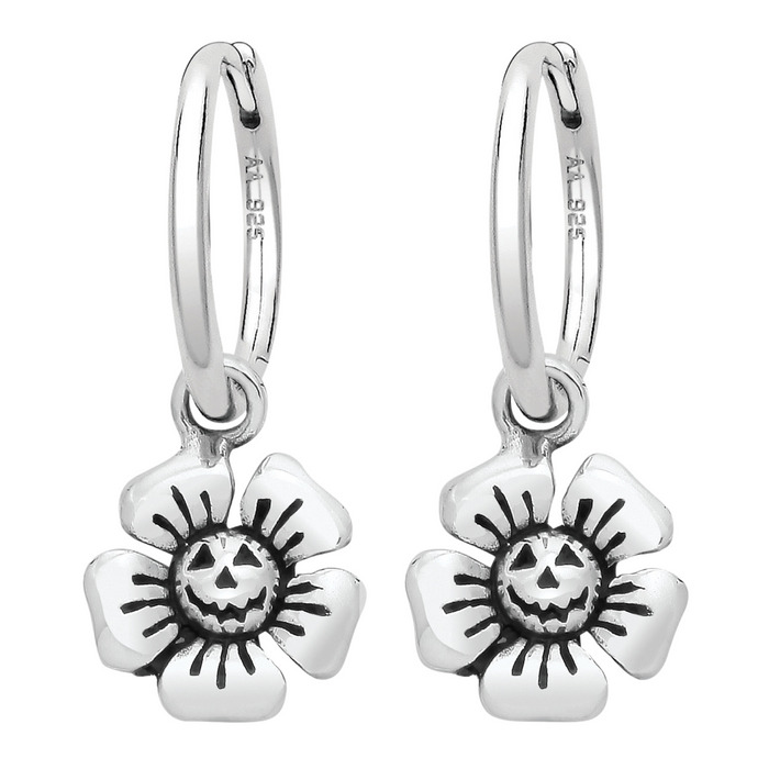 Sterling silver Halloween flower earrings  gothic Halloween alternative witchy jewellery