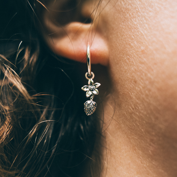 STRAWBERRY PATCH - Sterling Silver Hoops