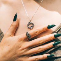 STRAWBERRY PATCH - Moonstone, Garnet & Sterling Silver Necklace