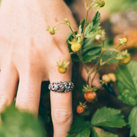 STRAWBERRY PATCH - Garnet, Moonstone & Sterling Silver Ring