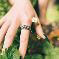 STRAWBERRY PATCH - Garnet, Moonstone & Sterling Silver Ring