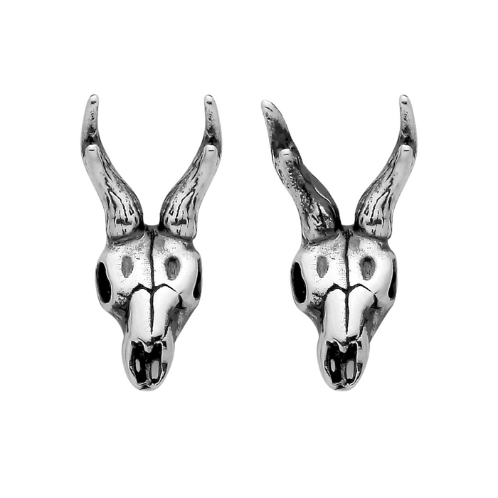 Sterling silver deer skull earrings gothic spooky alternative jewellery