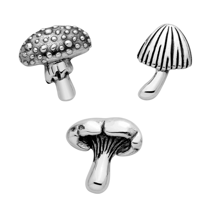 Sterling silver toadstool mushroom woodland stud earrings alternative jewellery