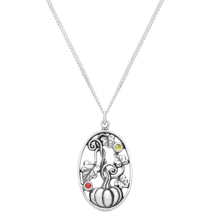 Sterling silver pumpkin gemstone Halloween necklace gothic alternative spooky jewellery