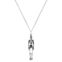 Sterling silver spooky skeleton necklace alternative gothic jewellery