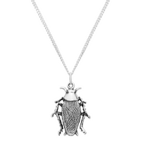 Sterling silver cockroach bug necklace gothic alternative spooky jewellery 