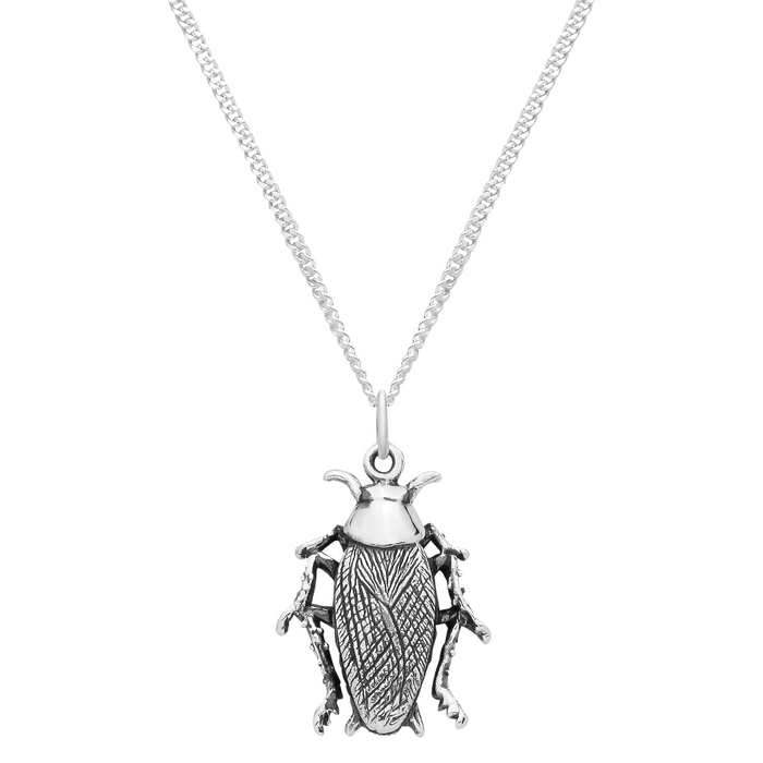 Sterling silver cockroach bug necklace gothic alternative spooky jewellery 