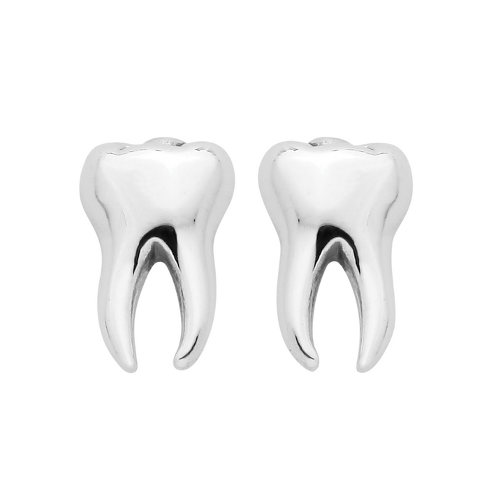 Sterling silver tooth stud earrings gothic spooky alternative jewellery