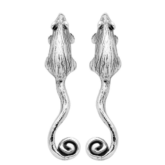 Sterling silver rat mouse stud earrings gothic alternative spooky jewellery
