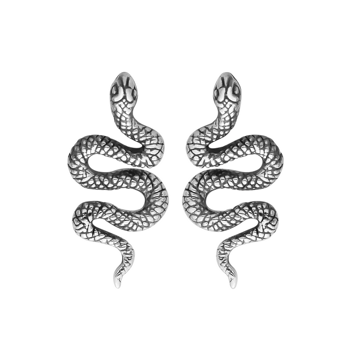 Sterling silver snake stud earrings gothic alternative Halloween jewellery