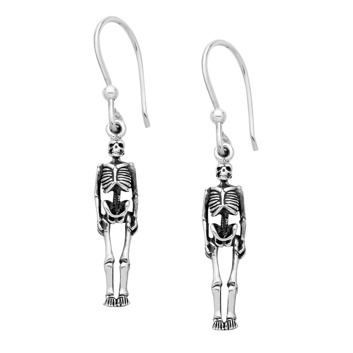 Sterling silver spooky skeleton earrings spooky alternative Halloween gothic jewellery