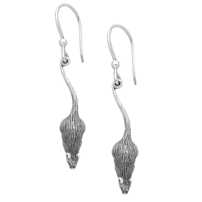 Sterling silver rat mouse earrings quirky alternative gothic jewellery