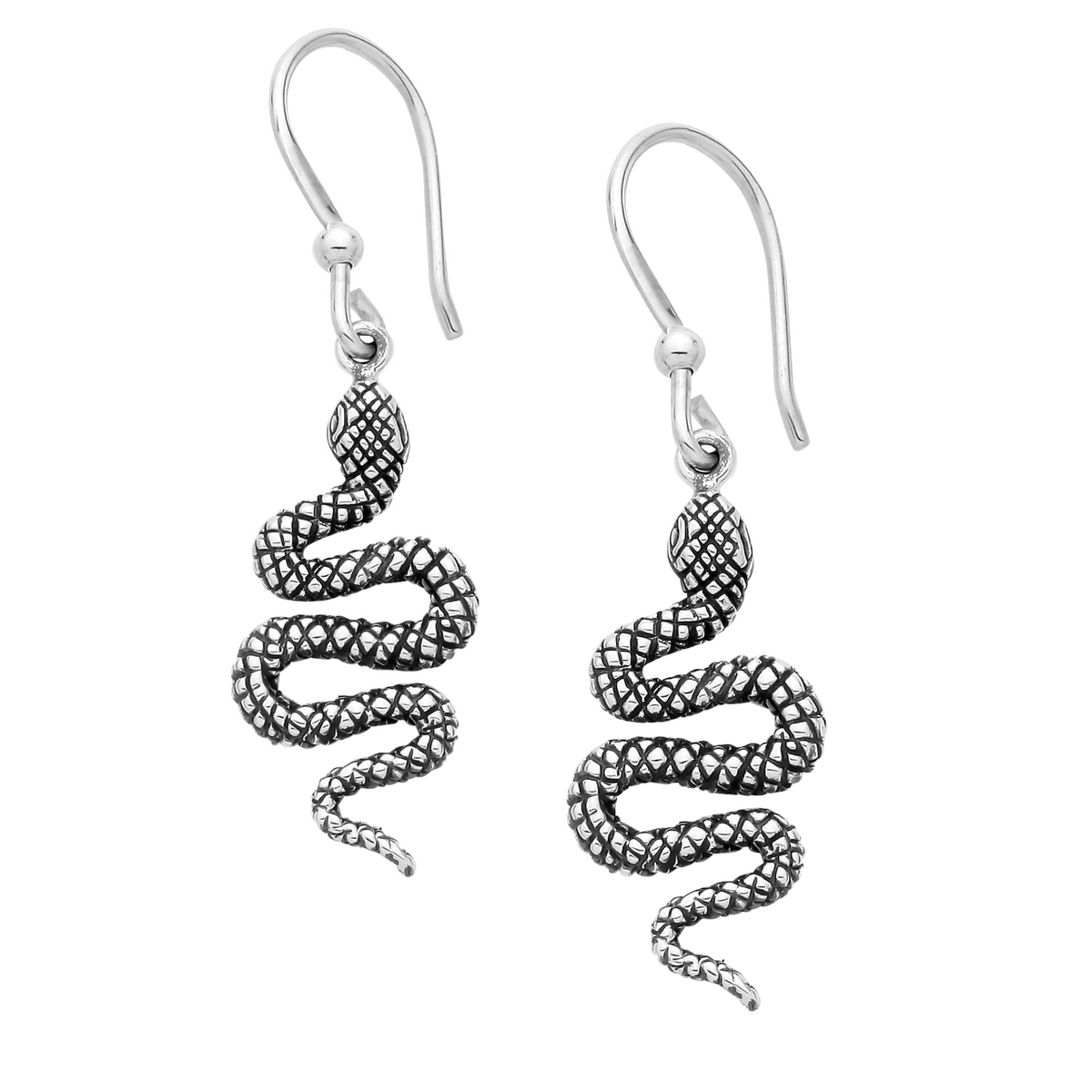 Sterling silver snake earrings spooky alternative gothic jewellery