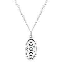 Sterling silver moon phase astrology necklace alternative boho gothic jewellery