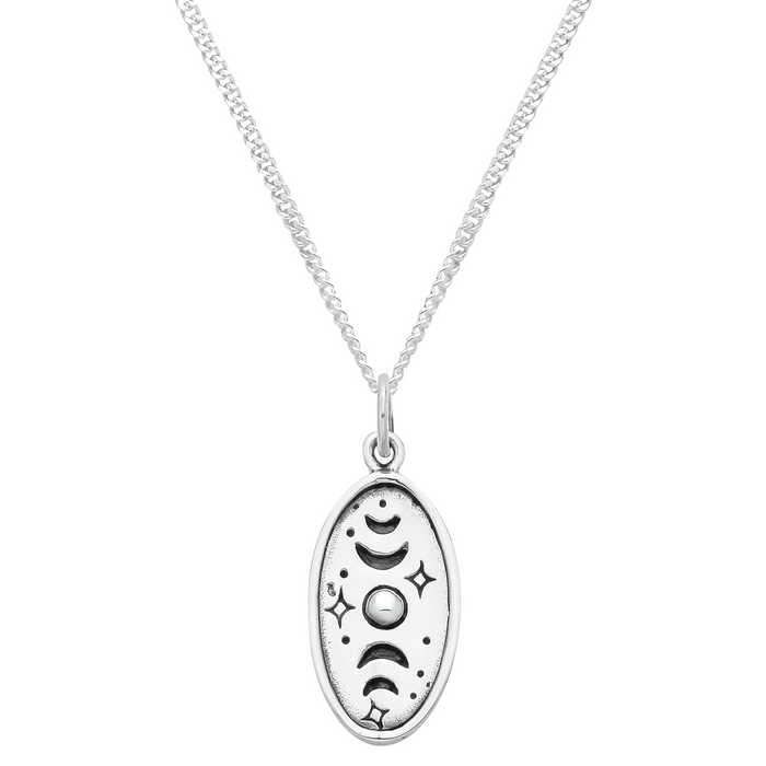 Sterling silver moon phase astrology necklace alternative boho gothic jewellery