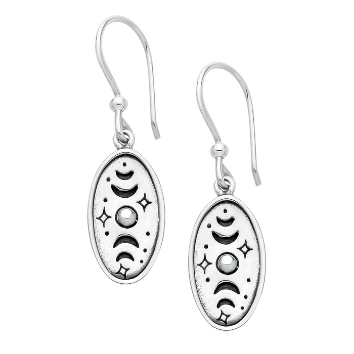 Sterling silver celestial moonphase witchy boho earrings jewellery