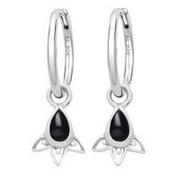 Sterling silver onyx bohemian charm earrings witchy gothic alternative jewellery