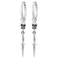 Skull and dagger hoop earrings alternative gothic jewellery