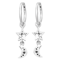 Moon and star hoop earrings celestial witchy alternative jewellery