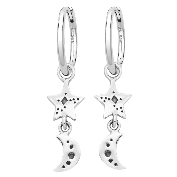 Moon and star hoop earrings celestial witchy alternative jewellery