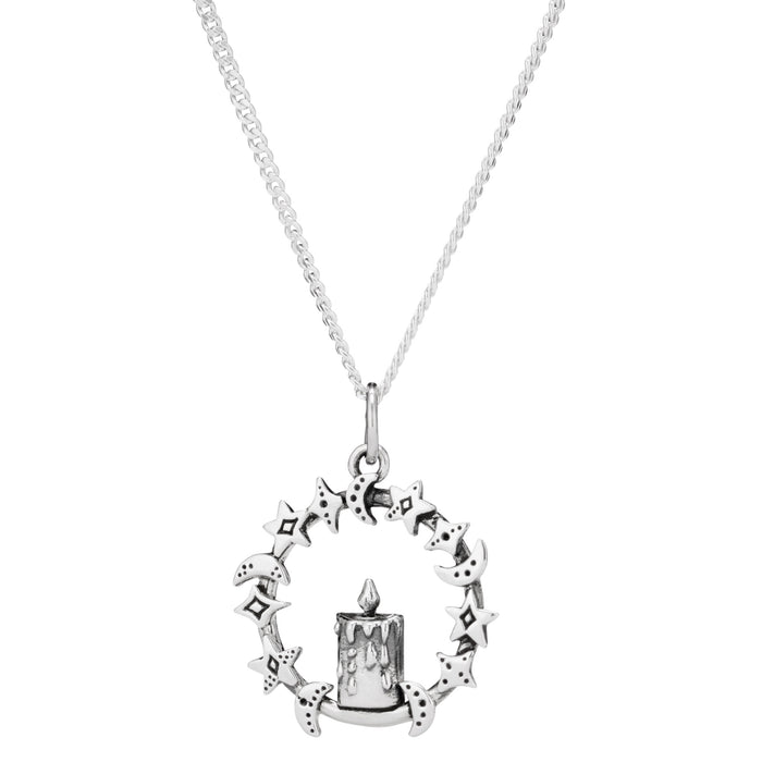 Sterling silver candle necklace witchy witch alternative boho jewellery jewelry 