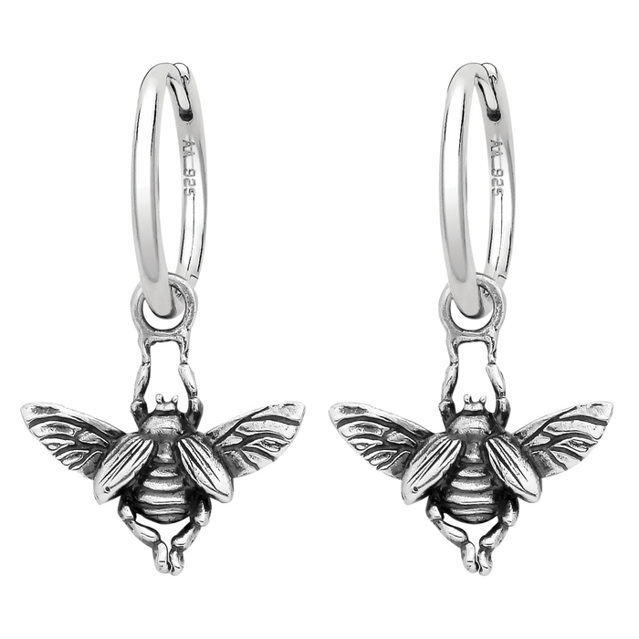 Sterling silver beetle bug insect hoop earrings a;yermative nature jewellery