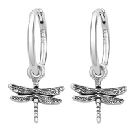 Sterling silver dragonfly hoops nature alternative jewellery