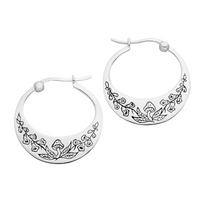 Sterling silver toadstool foxglove woodland nature hoop earring alternative jewellery