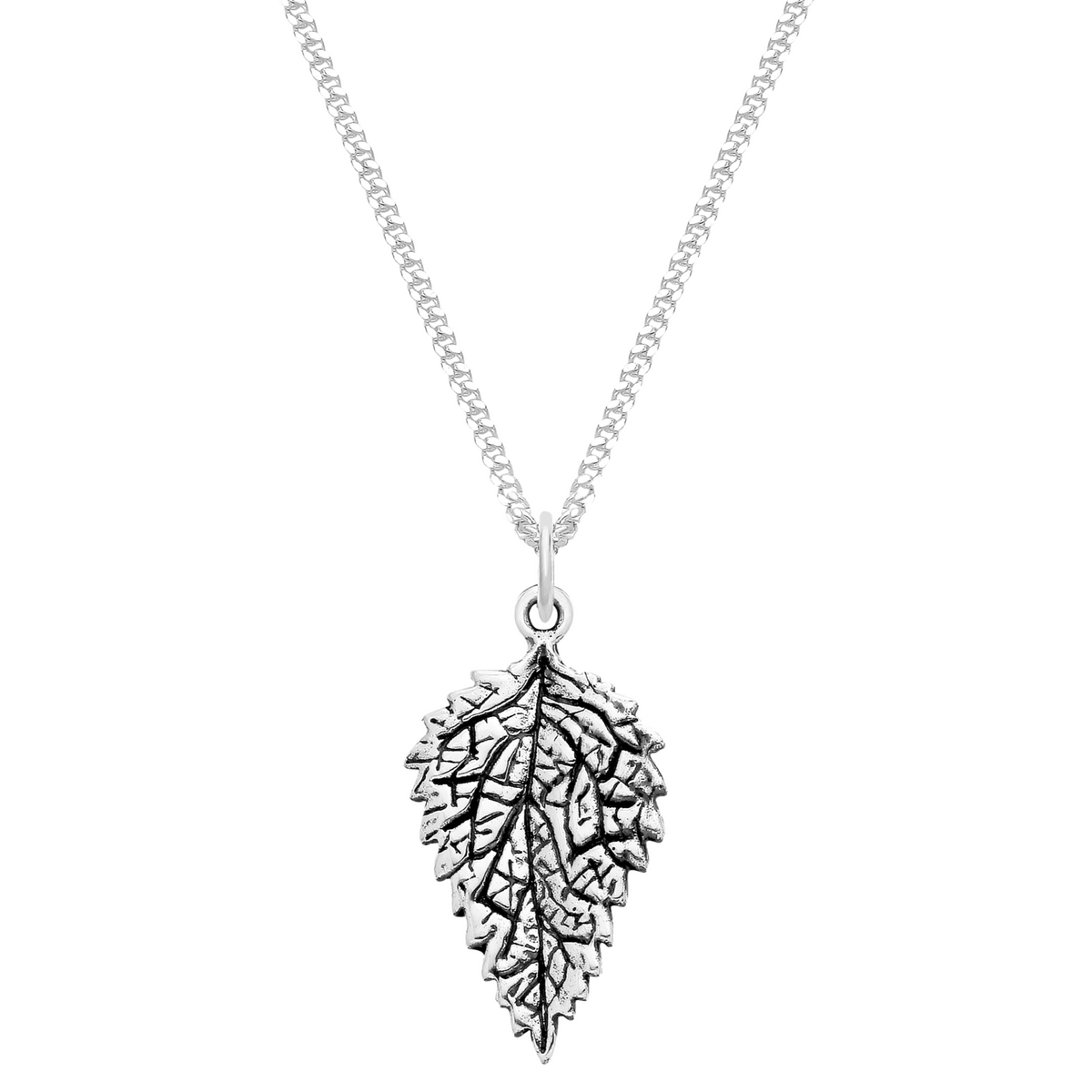 Sterling silver nettle leaf necklace nature alternative jewellery