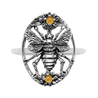 Sterling silver bee citrine nature ring alternative jewellery