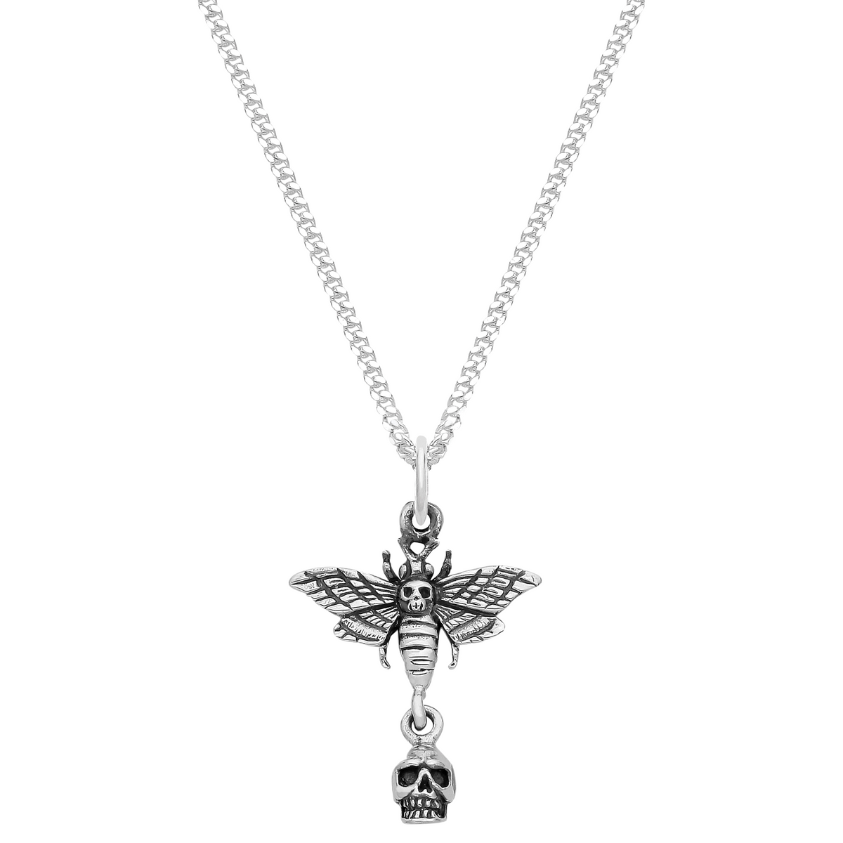 Sterling silver moth skull gothic alternative jewellery