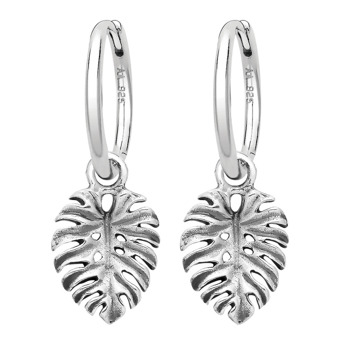 Sterling silver monstera hoop houseplant earrings alternative jewellery