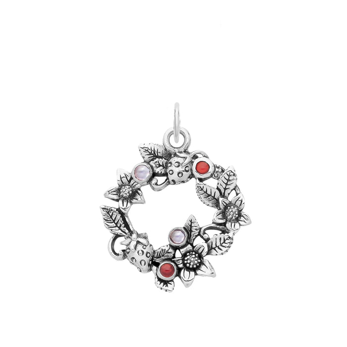 STRAWBERRY PATCH - Moonstone, Garnet & Sterling Silver Pendant