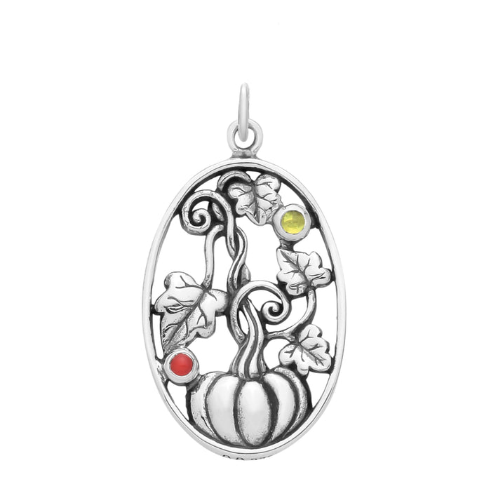 PUMPKIN PATCH - Sterling Silver, Carnelian & Peridot Pendant