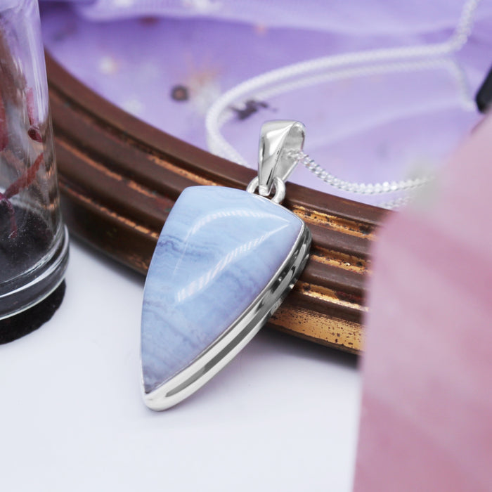 HEAVENLY SKIES - Sterling Silver & Blue Lace Agate Necklace