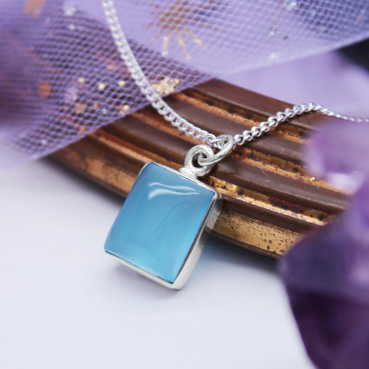 LAGOON - Sterling Silver & Blue Chalcedony Necklace