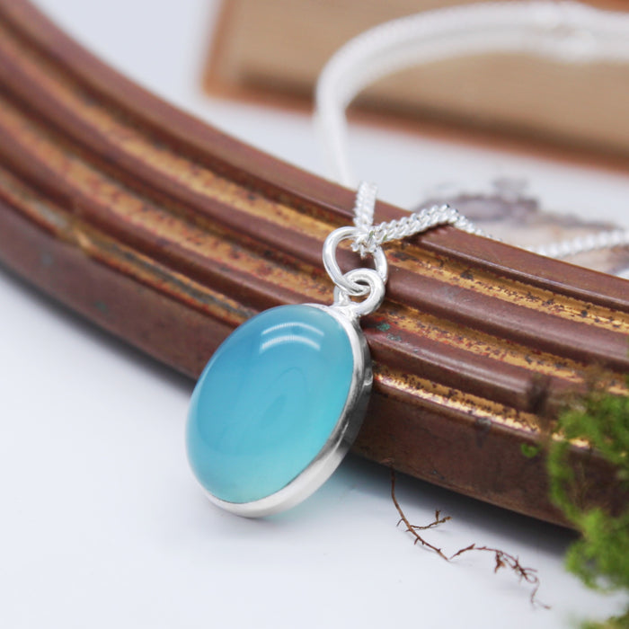 LAGOON - Sterling Silver & Blue Chalcedony Necklace