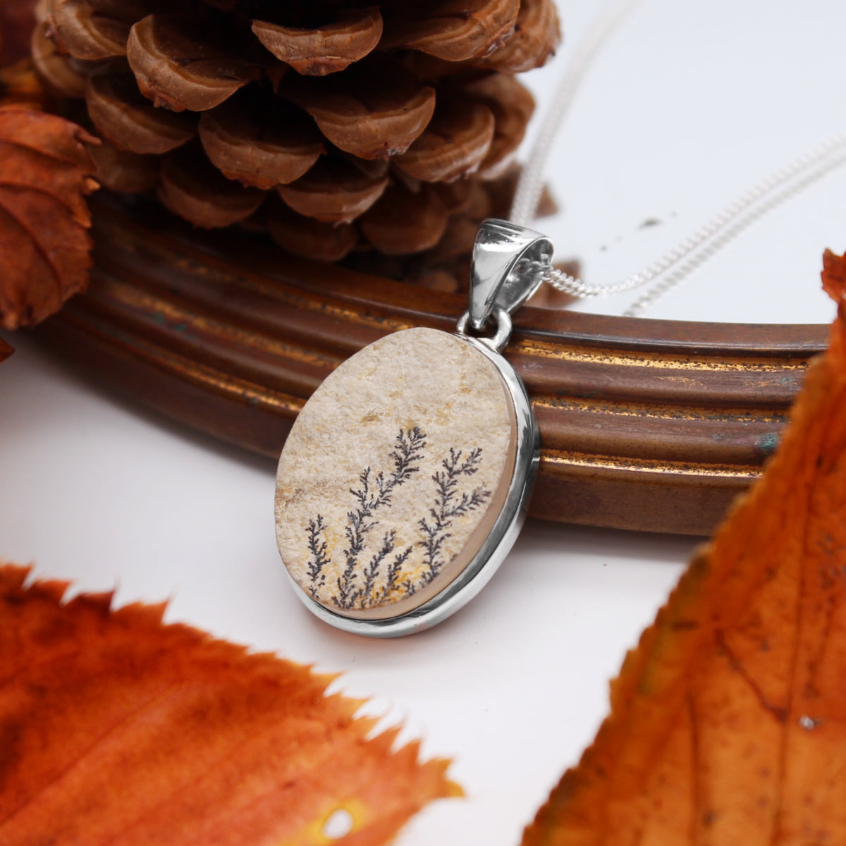 HARVEST - Sterling Silver & Psilomelane Dendrite Necklace
