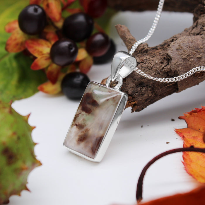 LICHEN - Sterling Silver & Aquaprase Necklace