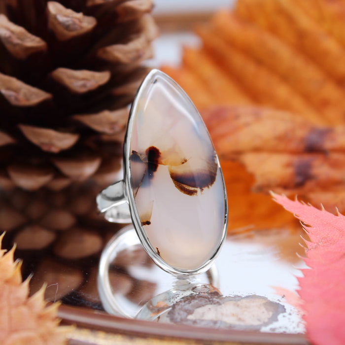FALL - Sterling Silver & Montana Agate Ring - US 10