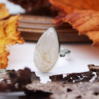 AUTUMN SUN - Sterling Silver & Golden Rutile Ring - US 5