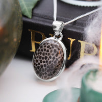 SERPENT - Sterling Silver & Black Coral Necklace