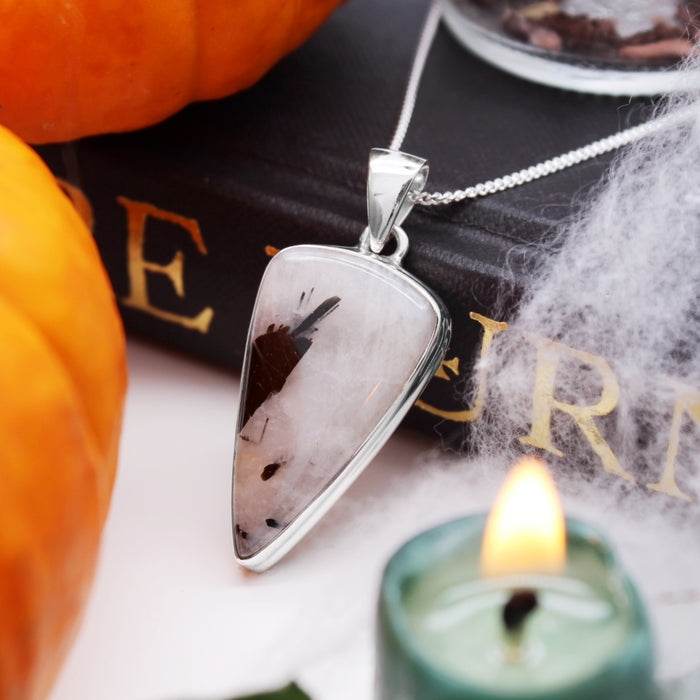 17 PHANTOM - Sterling Silver & Black Tourmaline in Quartz Necklace