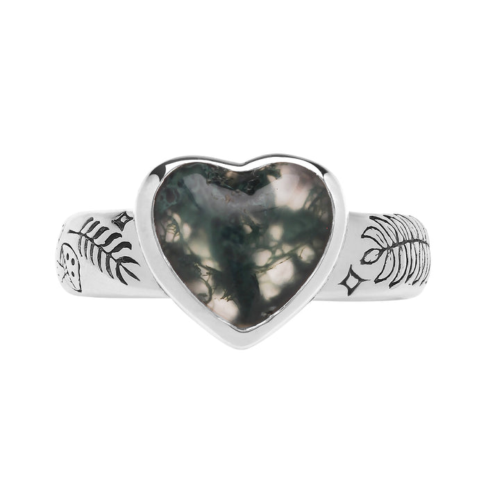 NATURE HAS MY HEART - Moss Agate & Sterling Silver Ring