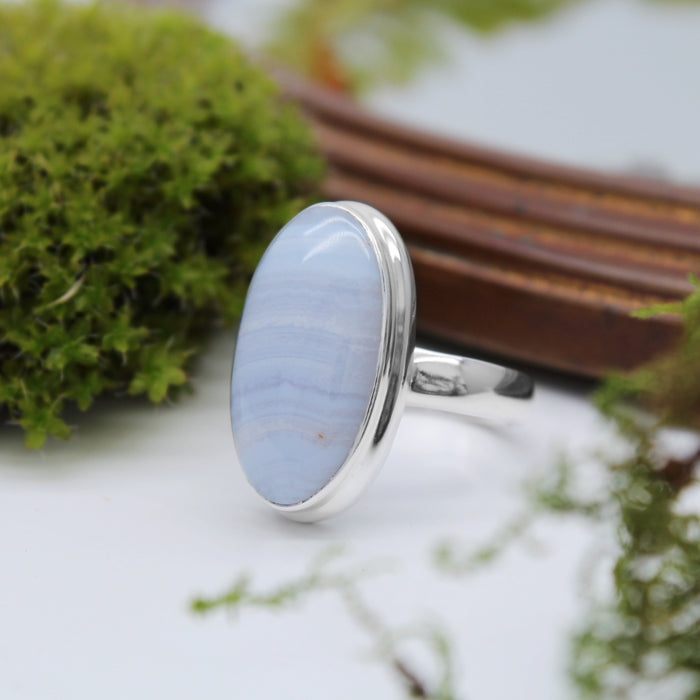 SPRING SKIES - Sterling Silver & Blue Lace Agate Ring - US 7